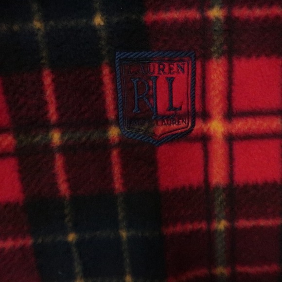 Lauren Ralph Lauren Hoodie Womens Large Red Plaid Oversized Flannel Sweater - Picture 4 of 9